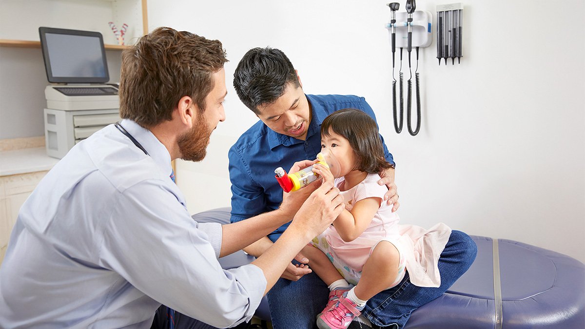 Asthma patient with parent at Stanford Medicine Children's Health
