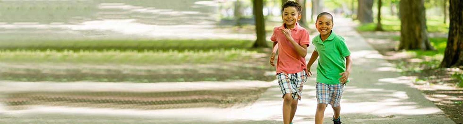 Two boys running