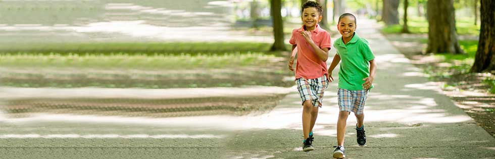 Two boys running