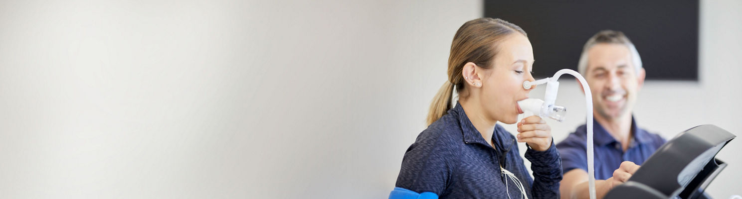 Girl taking a stress test at Cardiopulmonary Exercise Lab