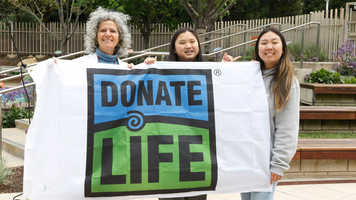 Flag raising ceremony at Lucile Packard Children's Hospital Stanford in Palo Alto, CA