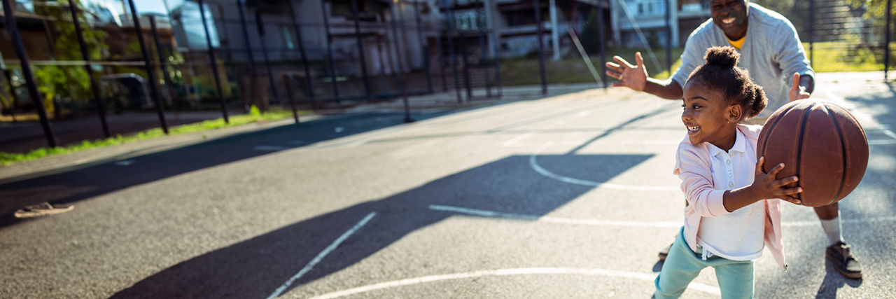 Girl playing basketball