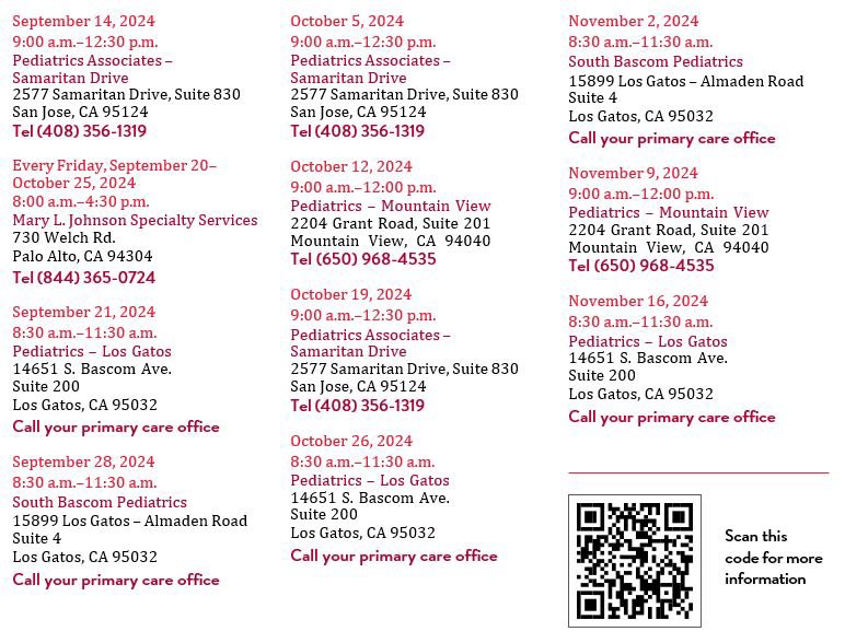 flu shot schedule - Stanford Medicine Children's Health