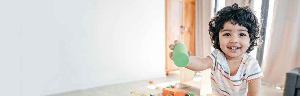 Child playing with toys