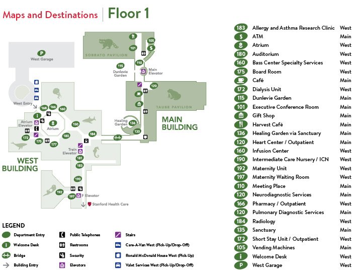 Lucile Packard Children's Hospital Stanford 1st Floor Map