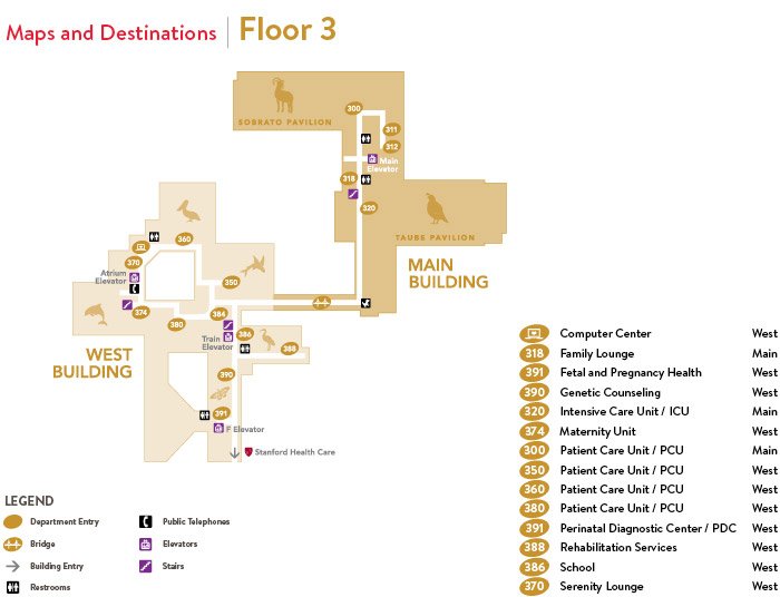 Lucile Packard Children's Hospital Stanford 3rd Floor Map