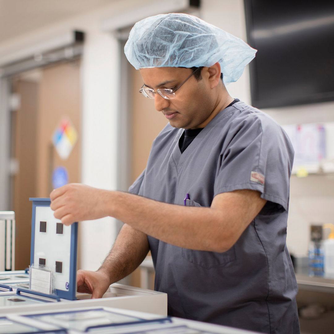 Two doctors performing research in a lab