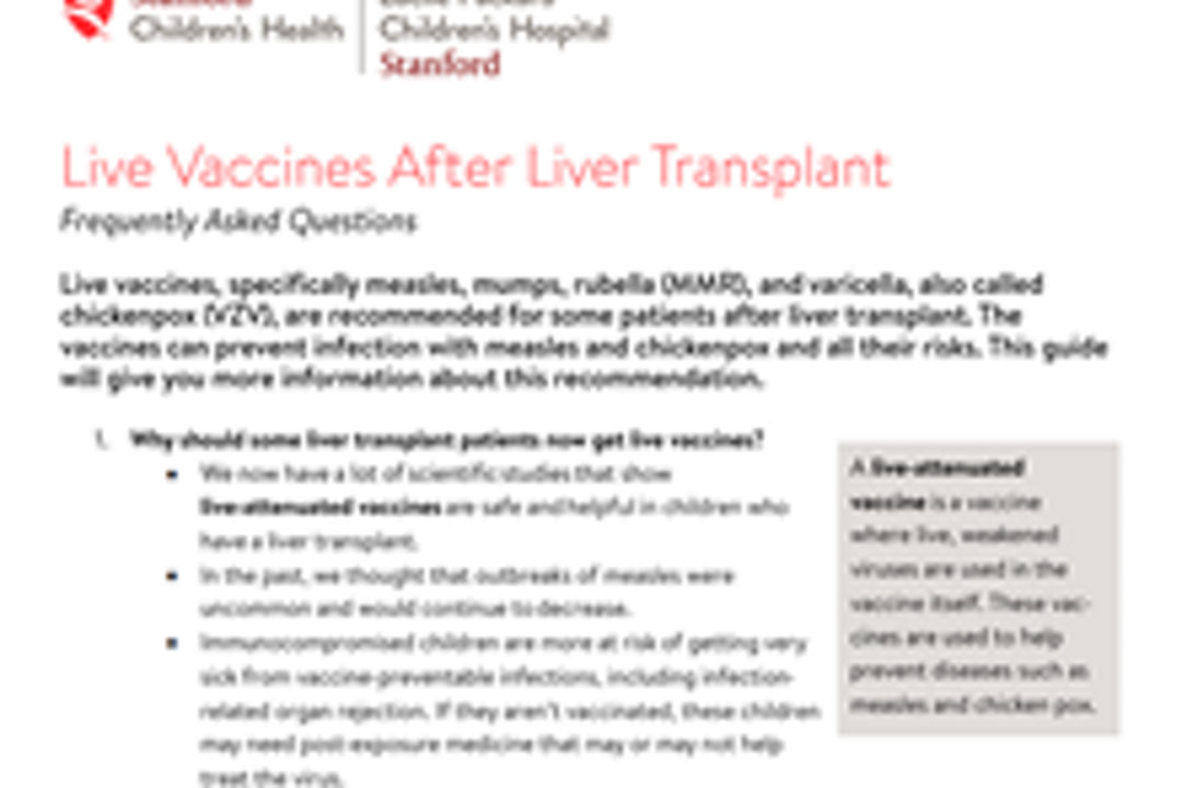 Live vaccines after liver transplant FAQ