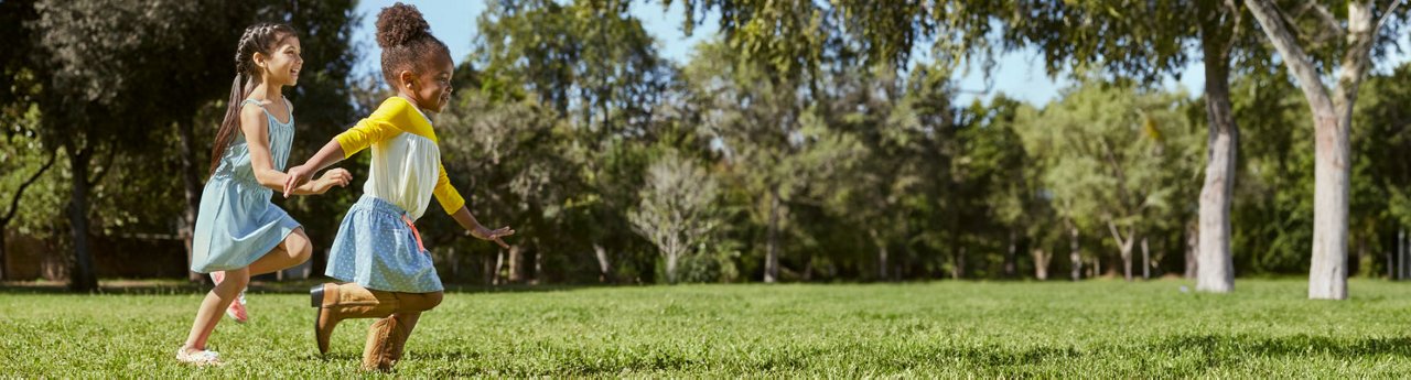 two young girls running