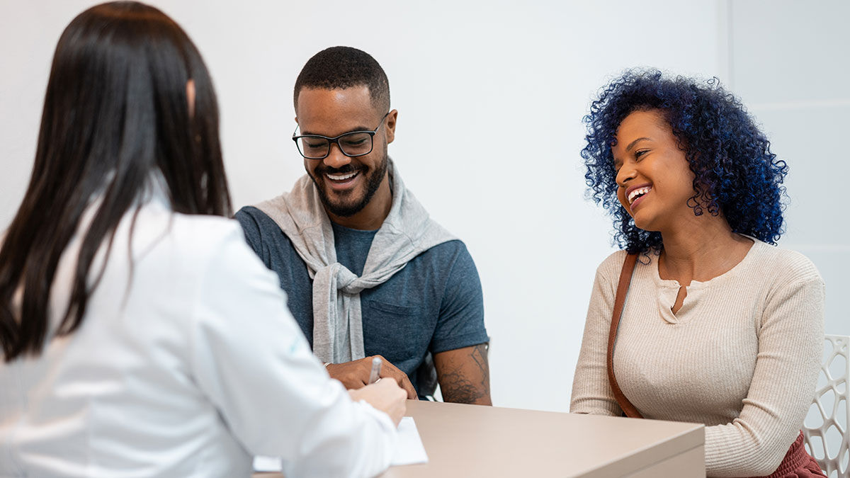 Parents meeting with a clinician