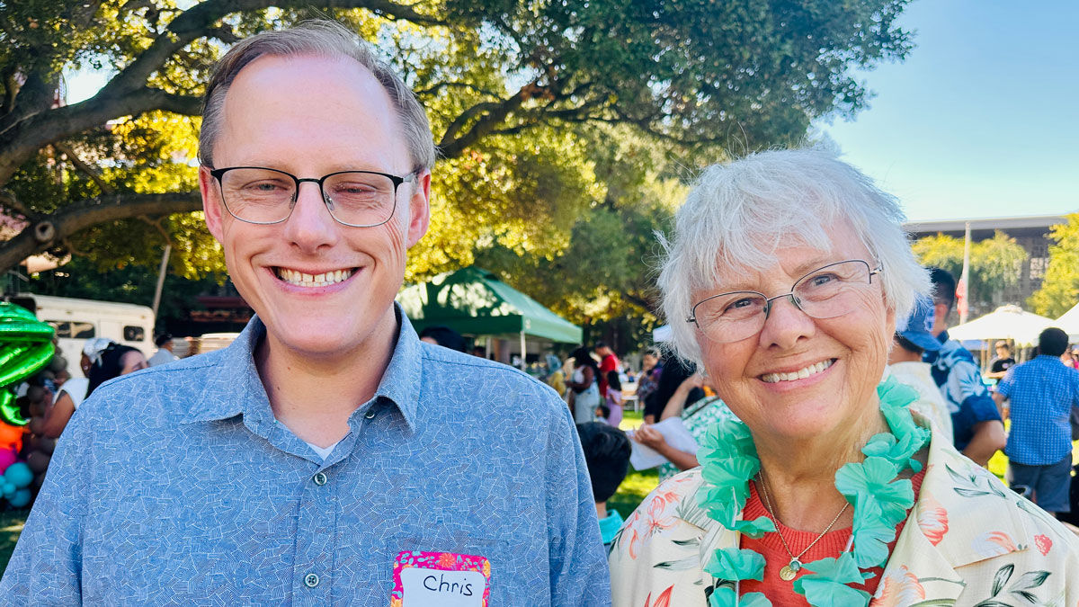 Chris Witte with his mother at the Lucile Packard Children's Hospital Stanford NICU reunion in Palo Alto, 