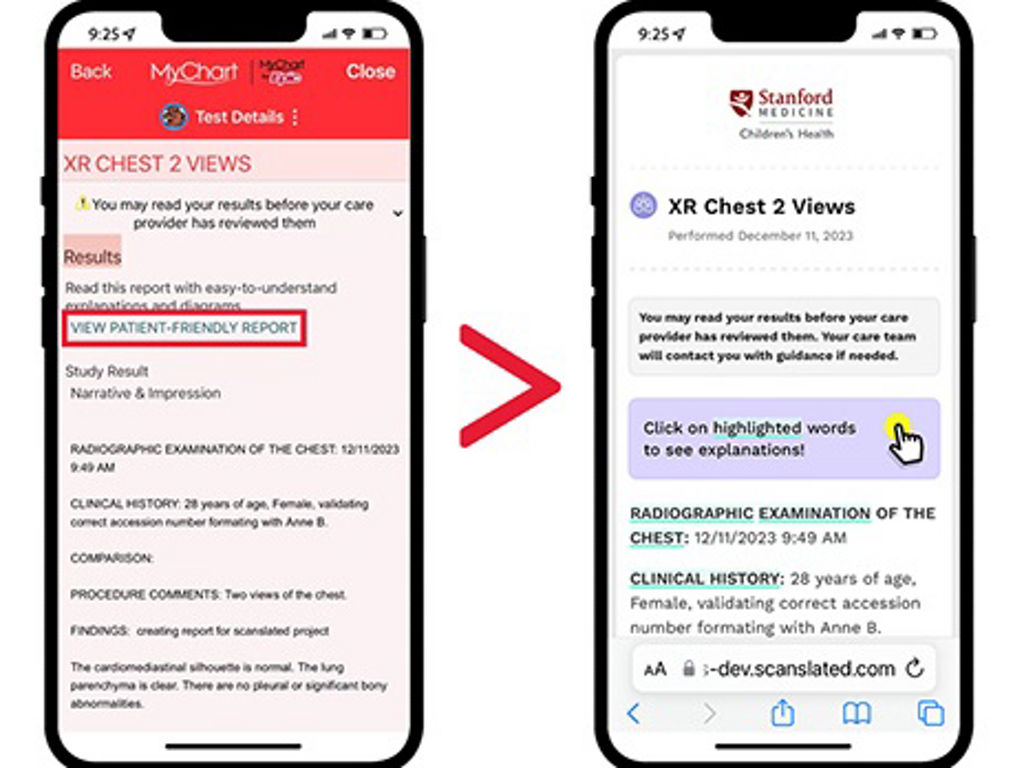 View patient-friendly report