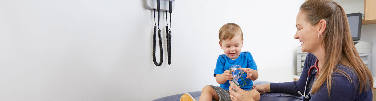 Pulmonary doctor with young patient