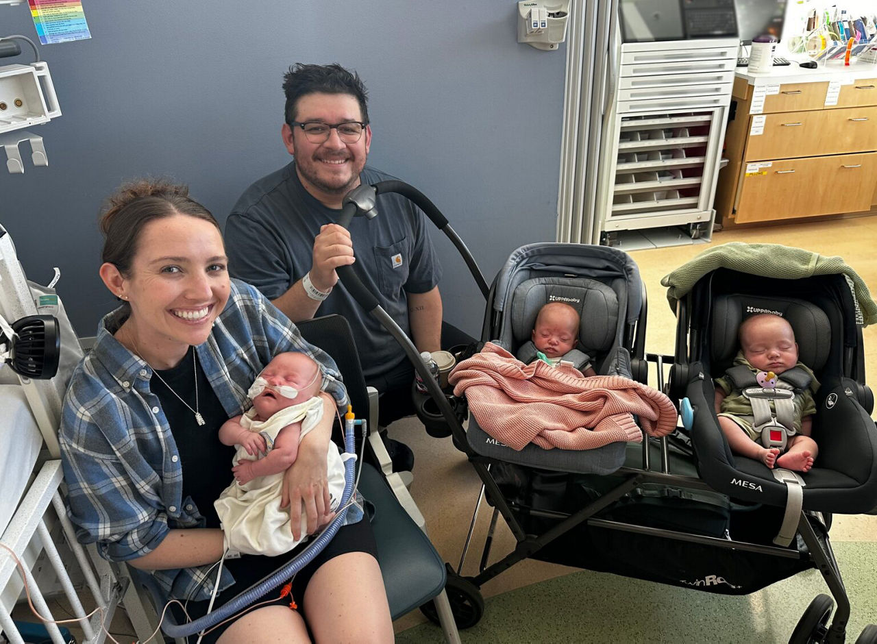 Triplets at Lucile Packard Children's Hospital Stanford NICU Reunion in Palo Alto, CA